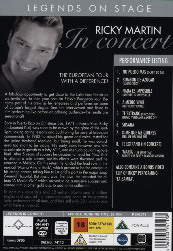 DVD - Legends on Stage - Ricky Martin