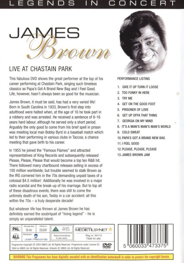 DVD - Legends in Concert - James Brown : Live at Chastain Park