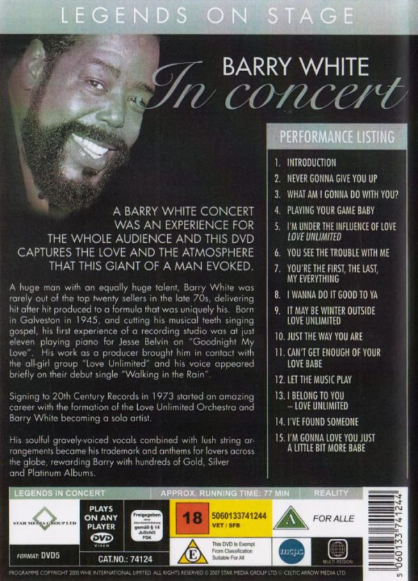 DVD - Legends on Stage - Barry White