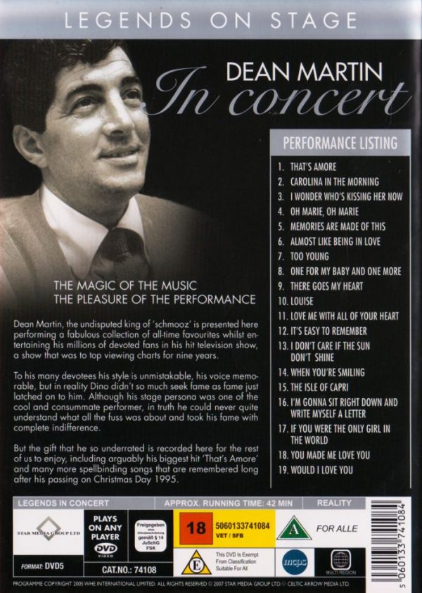 DVD - Legends on Stage - Dean Martin