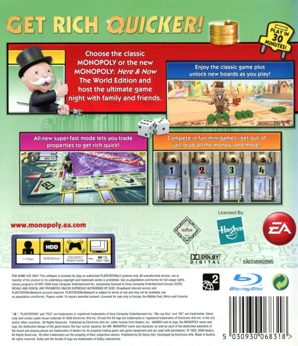 Playstation 3 - Monopoly back cover