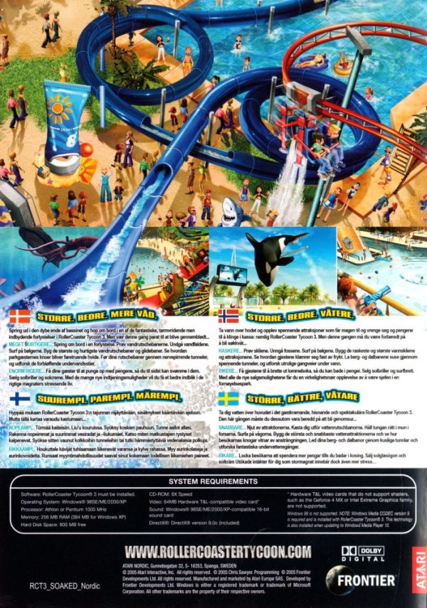 PC - Rollercoaster Tycoon 3 : Soaked! (Expansion) Baksida