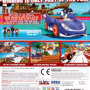 Wii - Sonic & SEGA All-Stars Racing Baksida