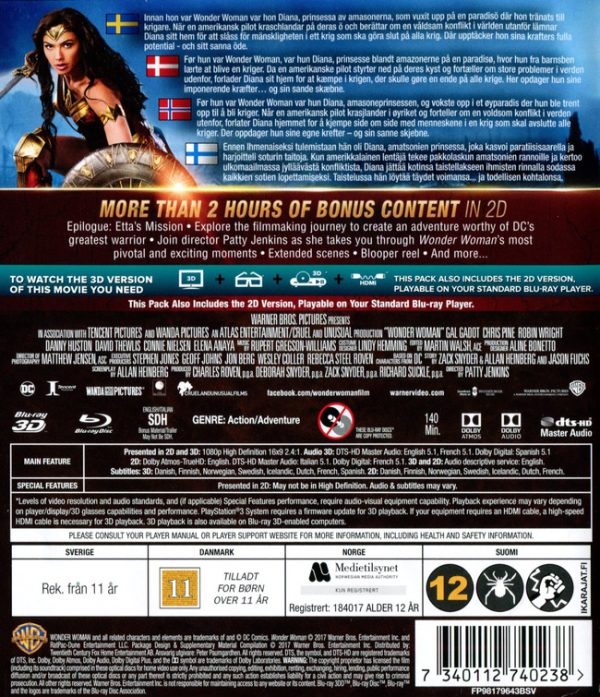 Bluray - Wonder Woman (3D) back cover
