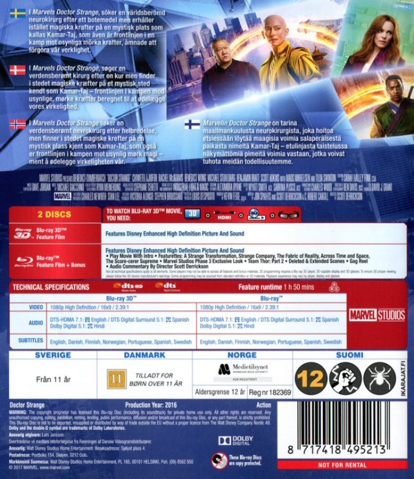 Bluray - Doctor Strange (3D) back cover