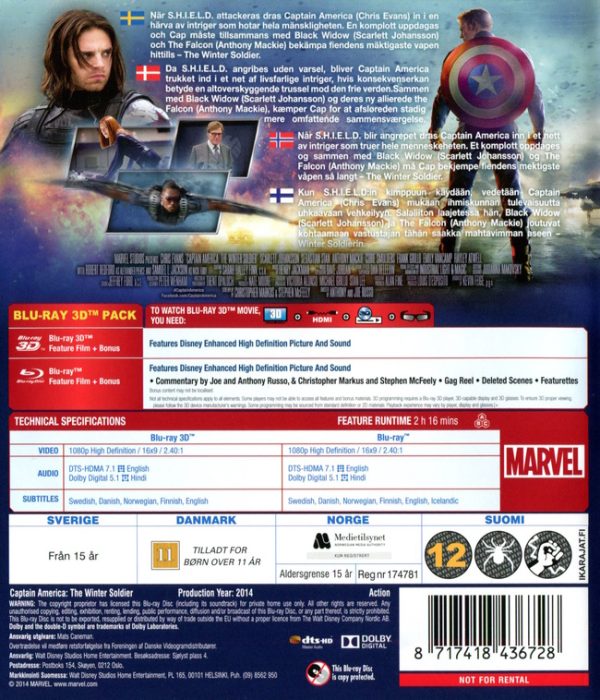 Bluray - Captain America: The Winter Soldier (3D) back cover