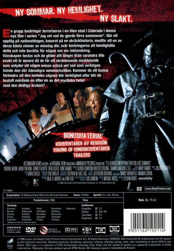 DVD - I'll Always Know What You Did Last Summer back cover
