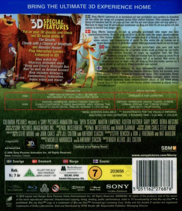 Bluray - Open Season (3D) back cover