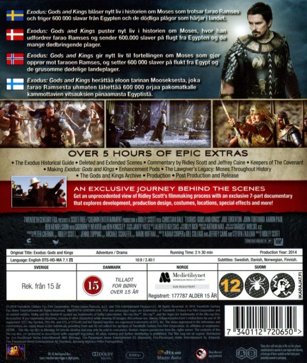 Bluray - Exodus: Gods and Kings - Collector's Edition (3D) back cover