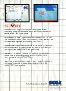 Sega Master System - Monopoly back cover