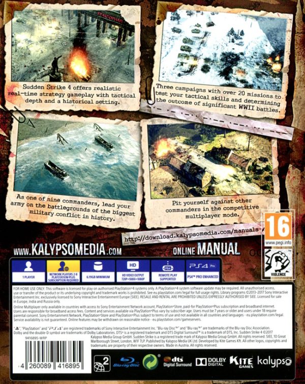 Playstation 4 - Sudden Strike 4 back cover