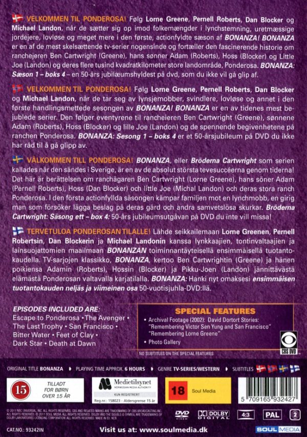 DVD - Bröderna Cartwright - Säsong 1 (Box 4) baksida