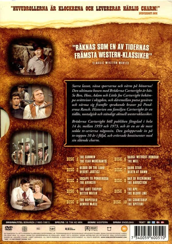DVD - Bröderna Cartwright Box (10-disc) baksida