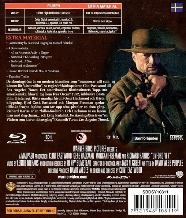 Bluray - De Skoningslösa (Clint Eastwood) baksida