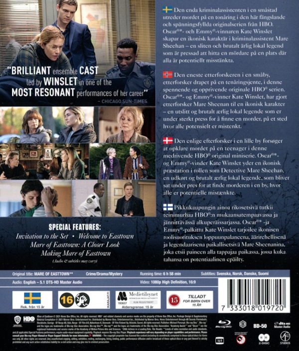 Bluray - Mare of Easttown (Kate Winslet) back cover