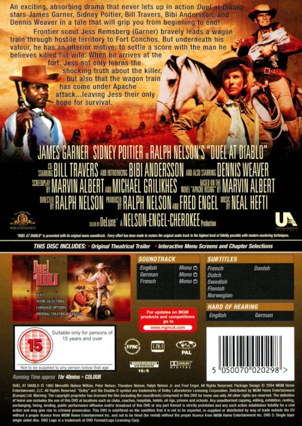 DVD – Duel at Diablo (James Garner) (1966) back cover