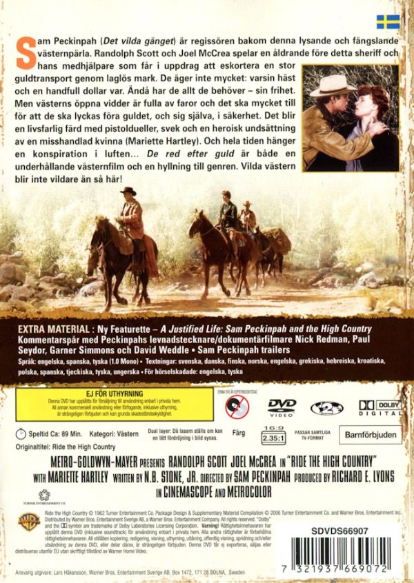 DVD – Ride the High Country (Randolph Scott) (1962) back cover