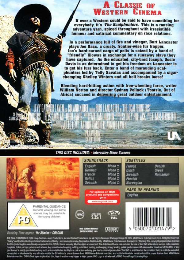 DVD – Scalphunters (Burt Lancaster) (1968) back cover
