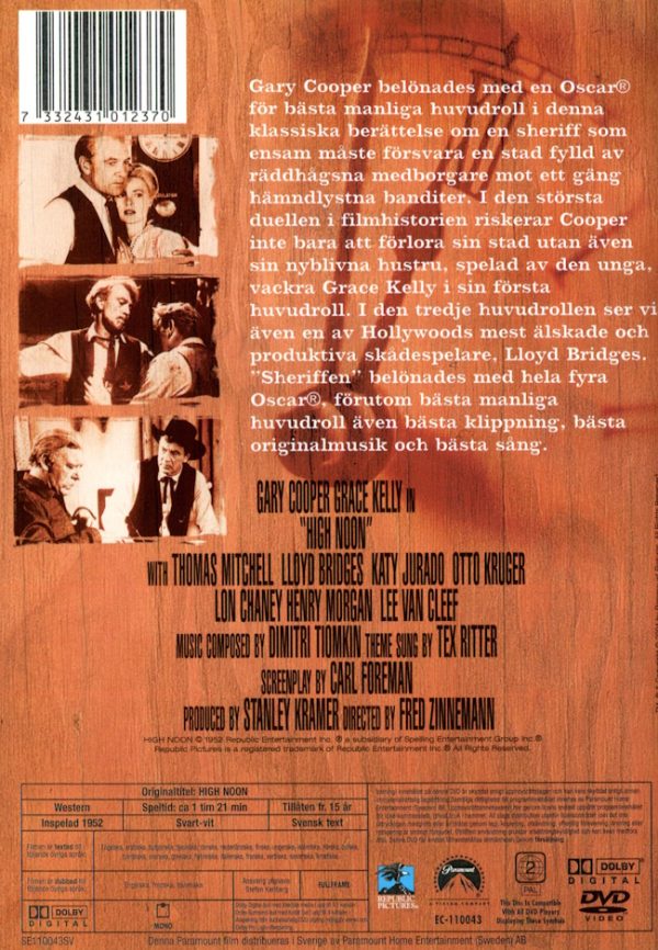 DVD – Sheriffen (High Noon) (Gary Cooper) (1952) back cover