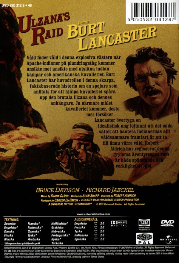 DVD – Ulzana's Raid (Burt Lancaster) (1972) back cover