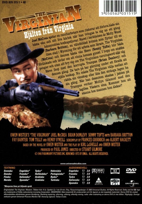 DVD – Virginian: Hjälten från Virginia (1946) back cover