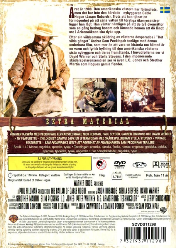 DVD - Ballad of Cable Hogue (Jason Robards) (1970) back cover