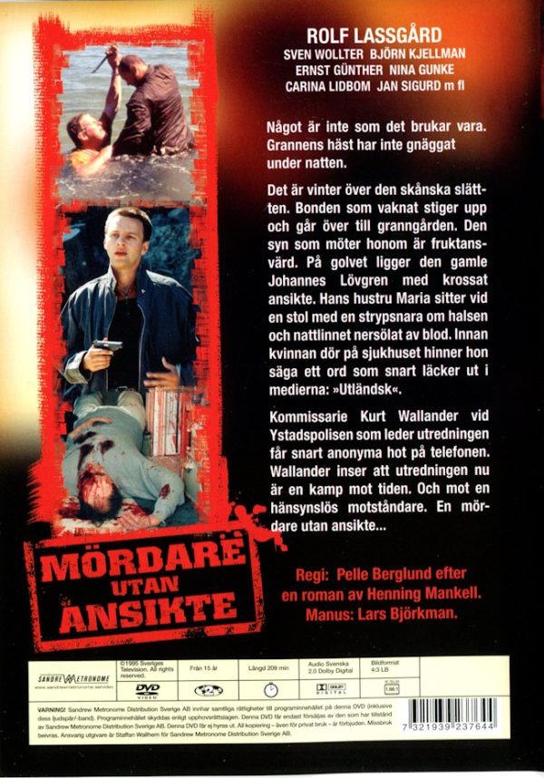 DVD - Mördare utan ansikte (Rolf Lassgård) baksida