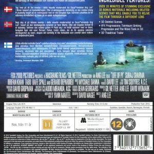 Bluray - Berättelsen om Pi (Life of Pi) (3D) baksida