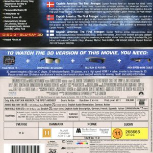 Bluray - Captain America: The First Avenger (3D) baksida