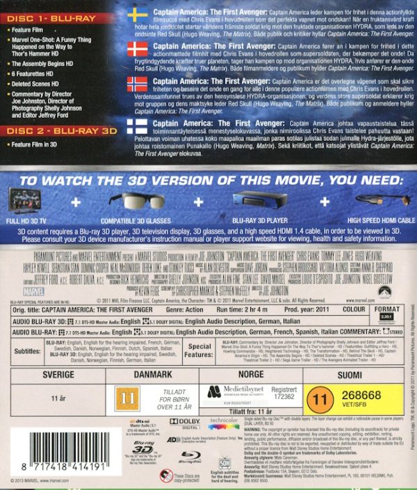 Bluray - Captain America: The First Avenger (3D) baksida