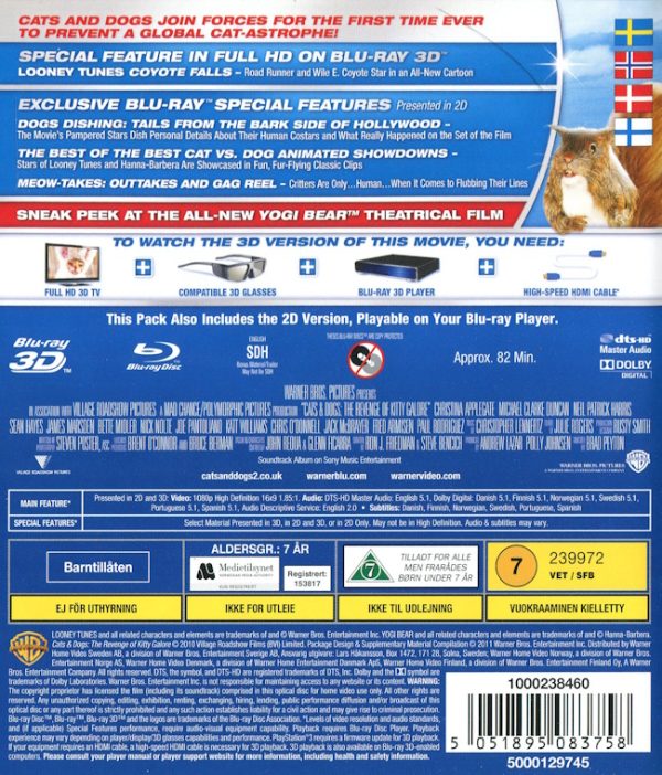 Bluray - Cats And Dogs 2 - The Revenge of Kitty Galore (3D) baksida