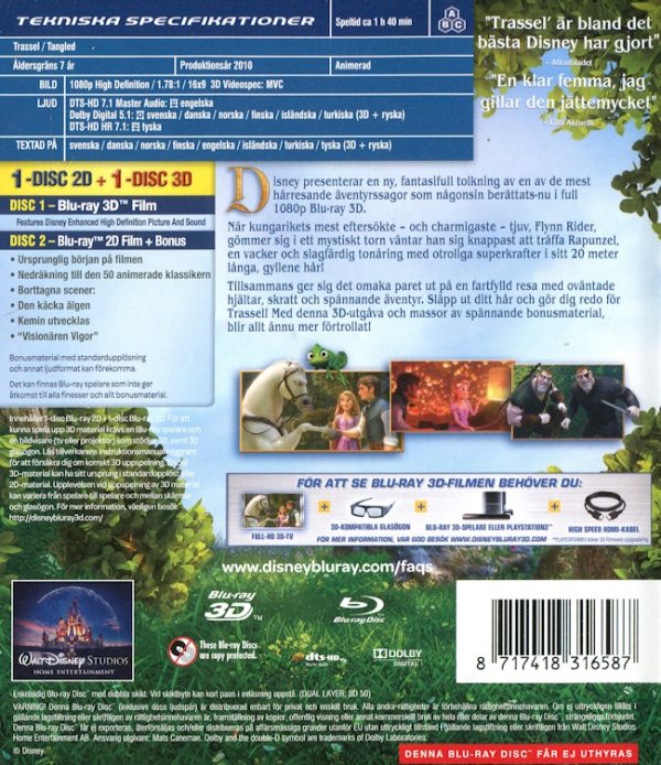 Bluray - Disney Klassiker 50: Trassel (3D) baksida