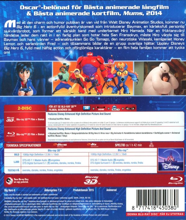 Bluray - Disney Klassiker 53: Big Hero 6 (3D) baksida