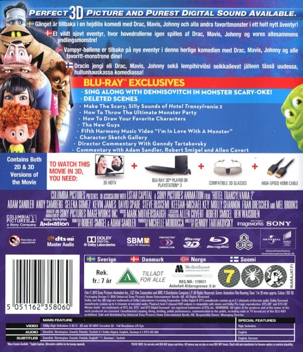 Bluray - Hotell Transylvanien 2 (3D) baksida