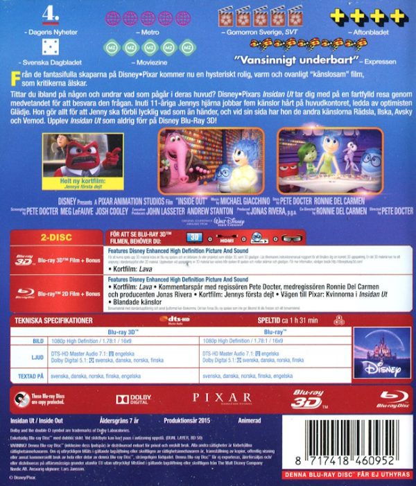 Bluray - Insidan ut (3D) baksida