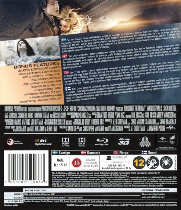 Bluray - Mummy (Tom Cruise) (2017) (3D) baksida