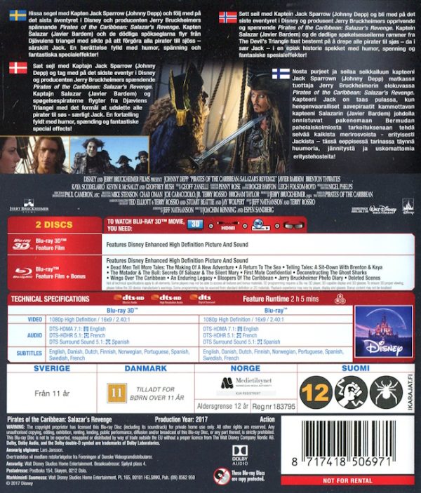 Bluray - Pirates of the Caribbean: Salazar's Revenge (3D) baksida