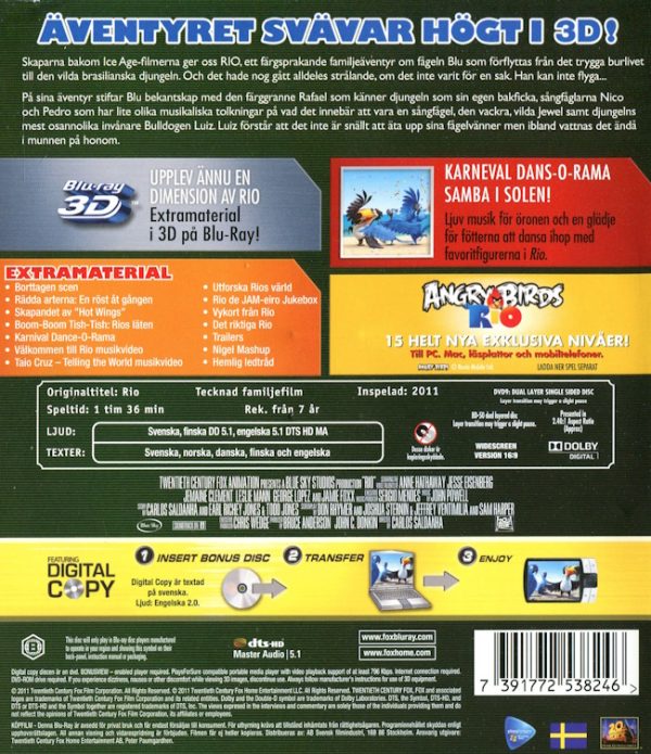 Bluray - Rio (3D) baksida