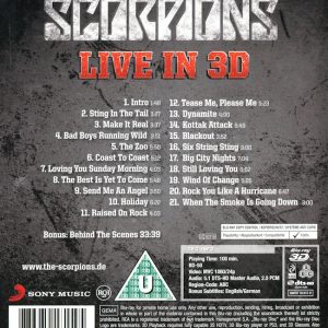 Bluray - Scorpions: Get Your Sting And Black Out - Live In 3D baksida