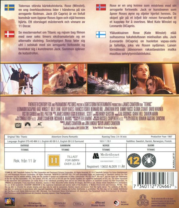 Bluray - Titanic (Kate Winslet) (3D) (2-disc) baksida