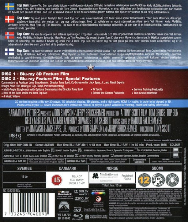 Bluray - Top Gun (Tom Cruise) (1986) (3D) baksida