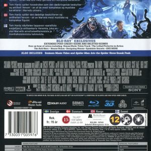 Bluray - Venom (Tom Hardy) (3D) baksida