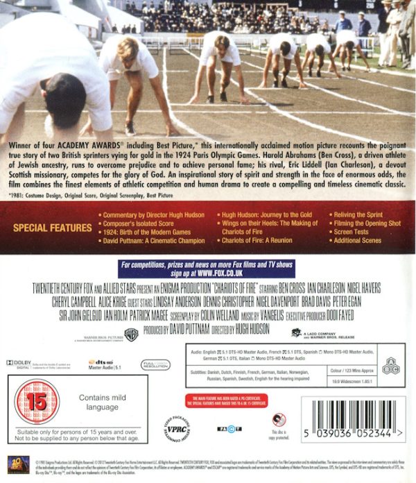 Bluray - Chariots of Fire (Triumfens Ögonblick) (1981) baksida