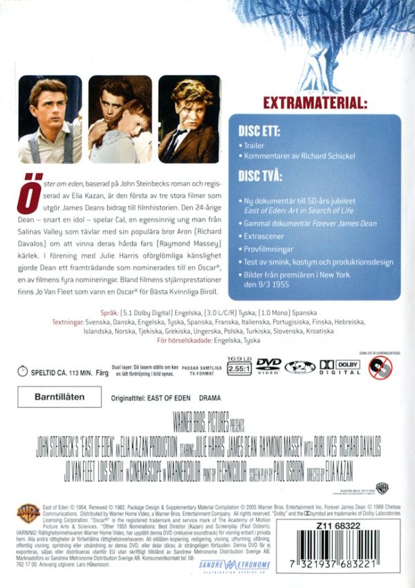 DVD - East of Eden (James Dean) (1955) (2-disc) baksida
