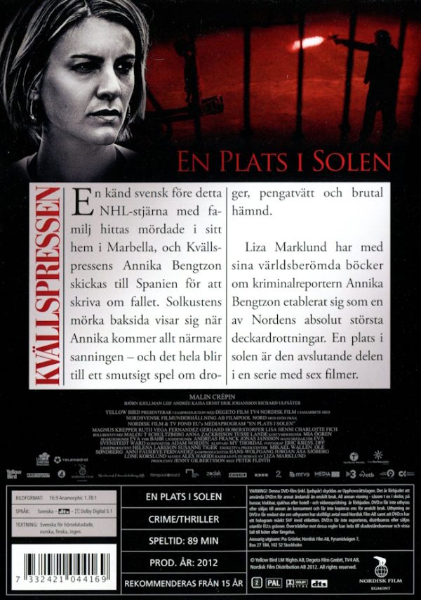 DVD - En plats i Solen (Liza Marklund) baksida