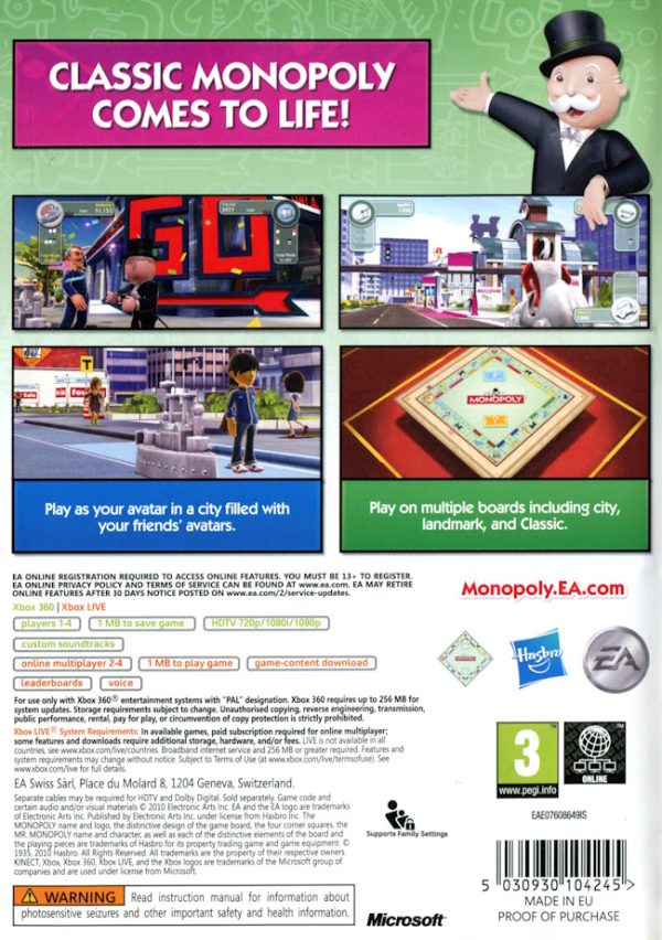 XBOX 360 - Monopoly Streets baksida
