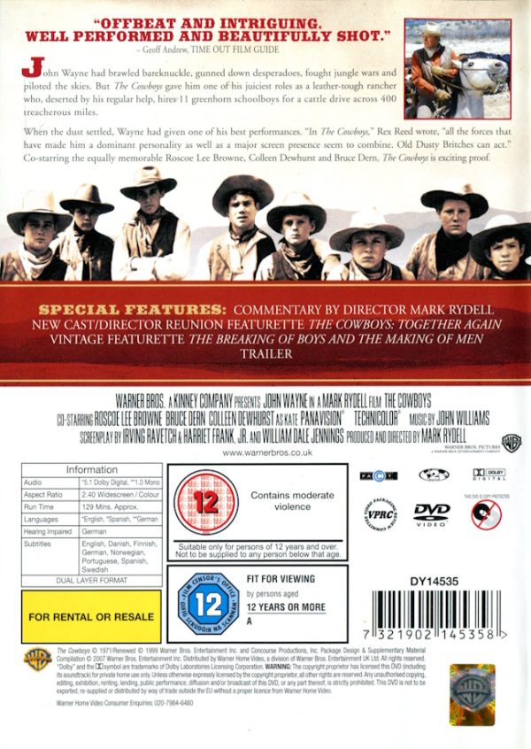 DVD - Cowboys (John Wayne) (1972) (Deluxe Edition) baksida