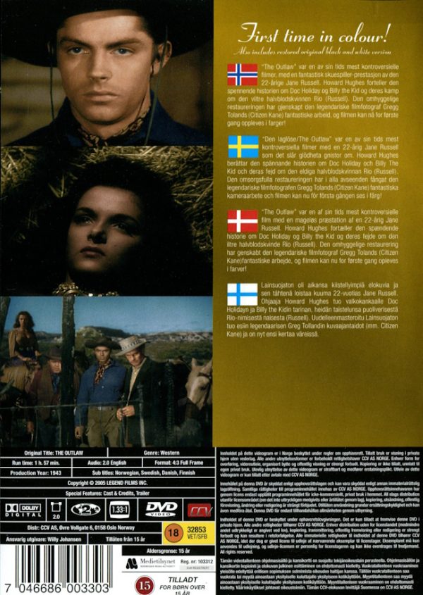DVD - Outlaw (Howard Hughes) (1943) baksida