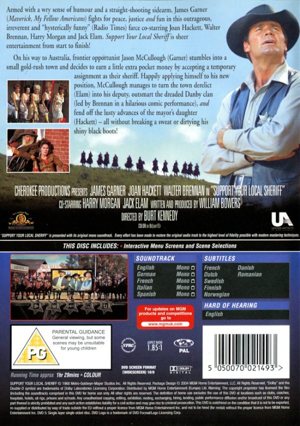 DVD - Support Your Local Sheriff (James Garner) (1969) baksida