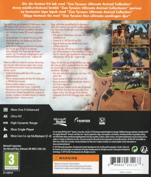 XBOX One - Zoo Tycoon: Ultimate Animal Collection back cover